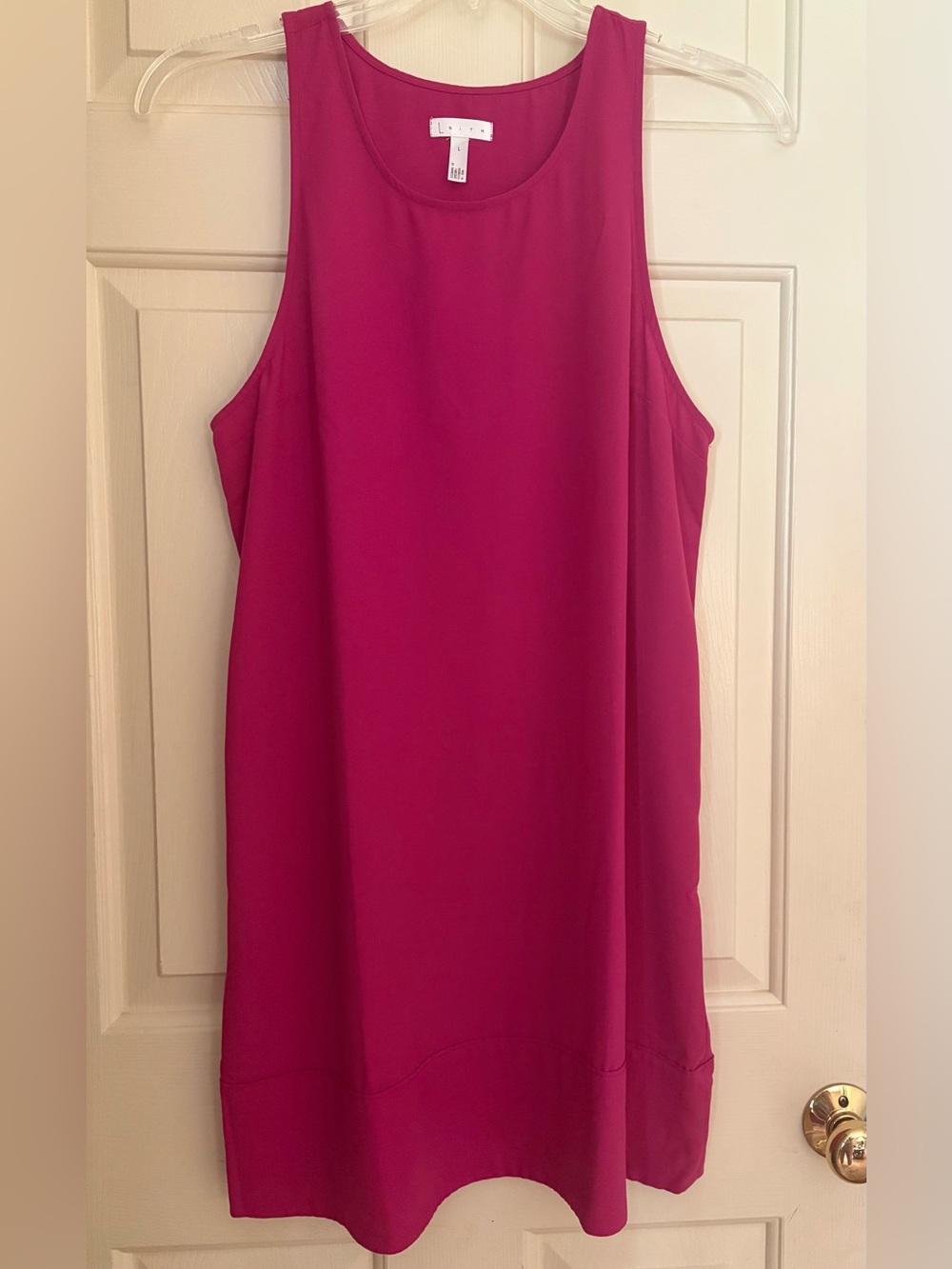 Leith Size Large Women's Sleeveless Shift Dress in Magenta
